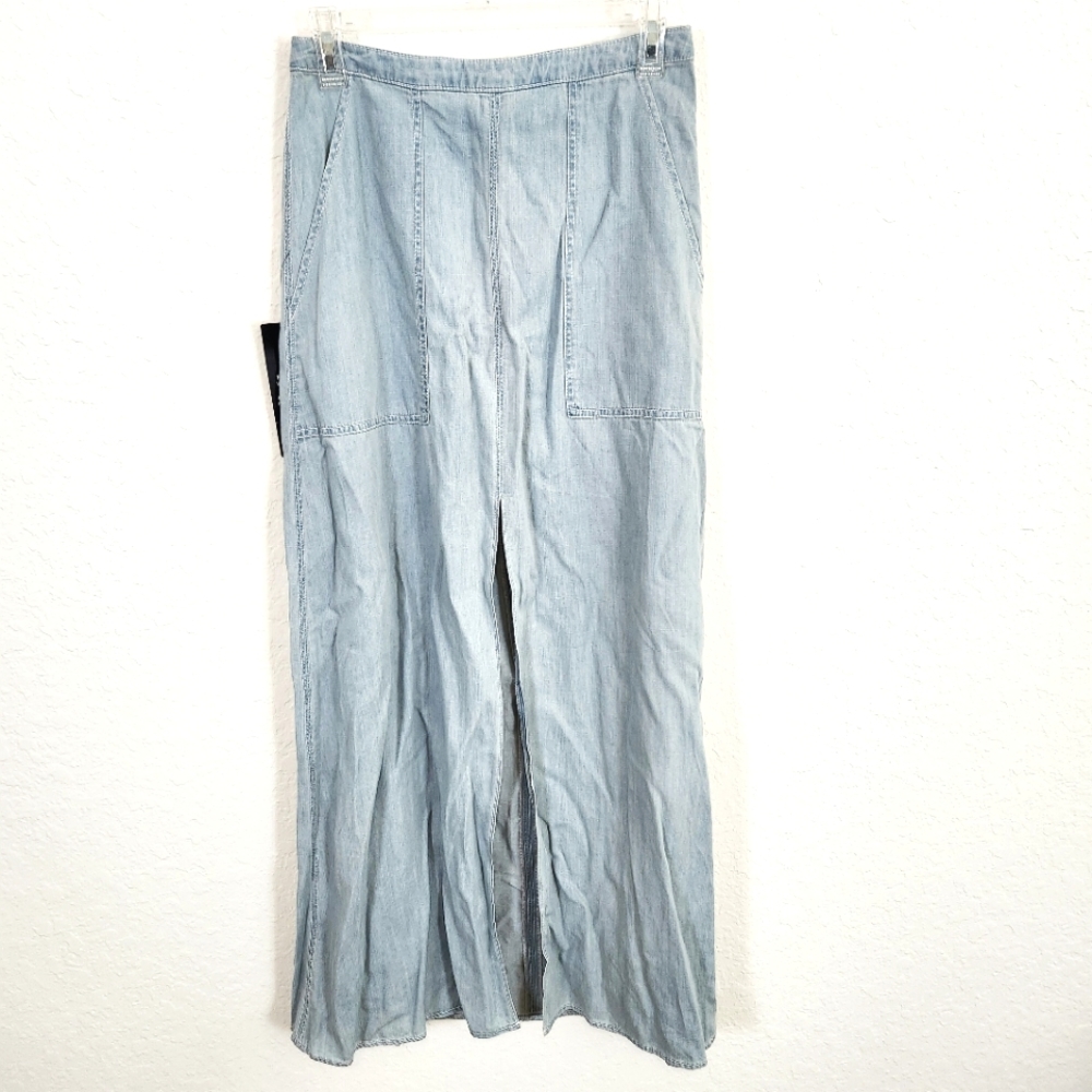 BCBGMaxazria | NWT Kimberly Split Front Maxi Skirt Light Chambray Size 4